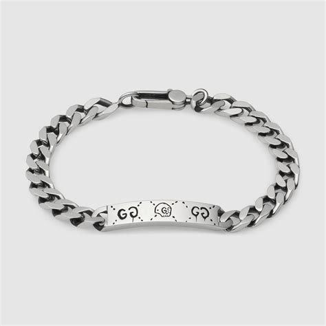 gucci mens silver bracelet|guccighost chain bracelet in silver.